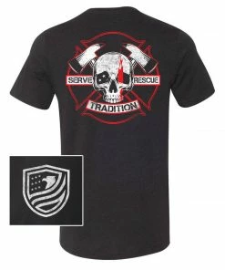 Bare Arms Gear BA Trading Mens Apparel Fire Rescue Skull T-Shirt