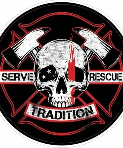 Bare Arms Gear Fire Rescue Skull Sticker Stickers