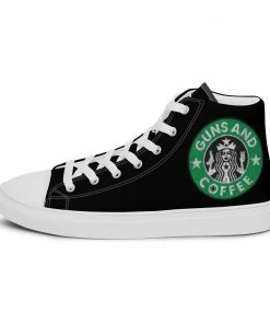 Bare Arms Gear Coffee & Guns - Men’s High Top Canvas Shoes